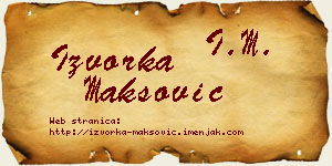 Izvorka Maksović vizit kartica